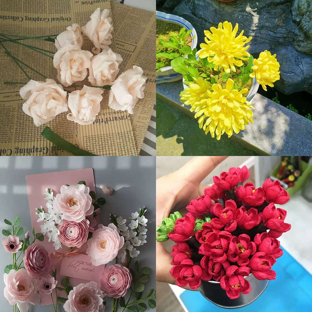 Rouleau de Papier Crêpe pour Fleurs Faites à la Main