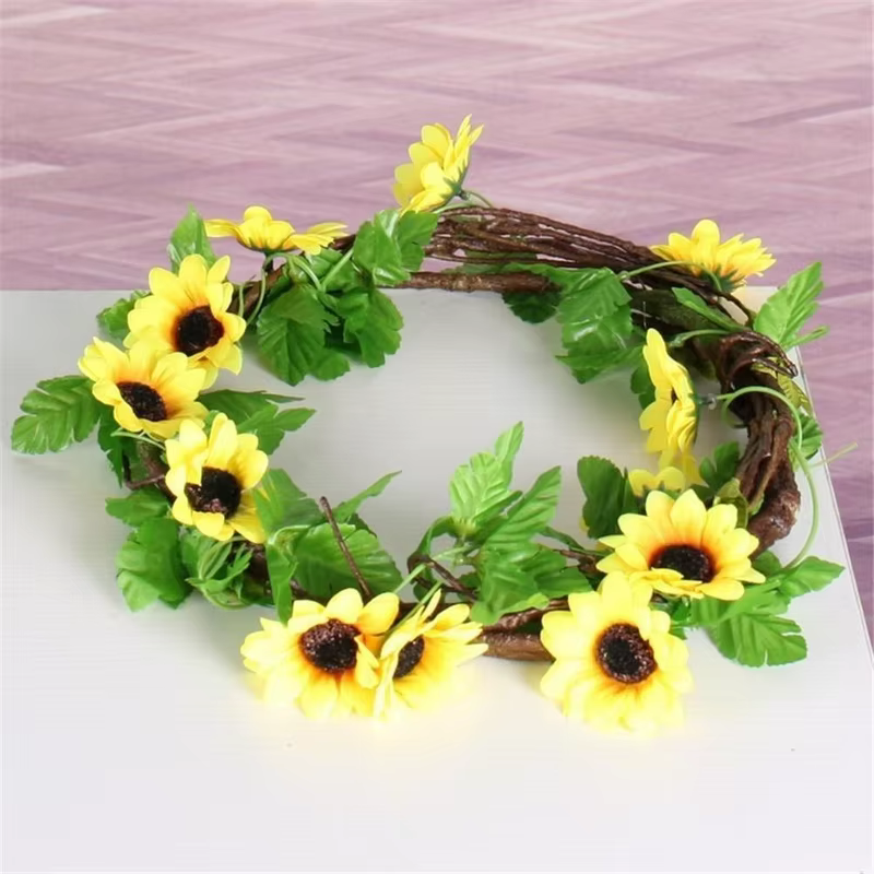 1/2/5 pièces 260cm artificiel jaune tournesol guirlande fleur vigne mariage Floral arc décor soie
