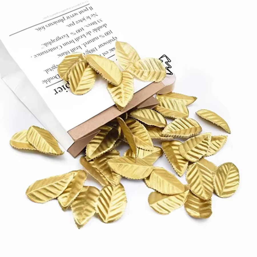 100/200 Pièces Soie Roses Feuilles D'or Plantes Artificielles Fleur Décorative De Noël Guirlande Maison Salon Chaud Décor De Mariage
