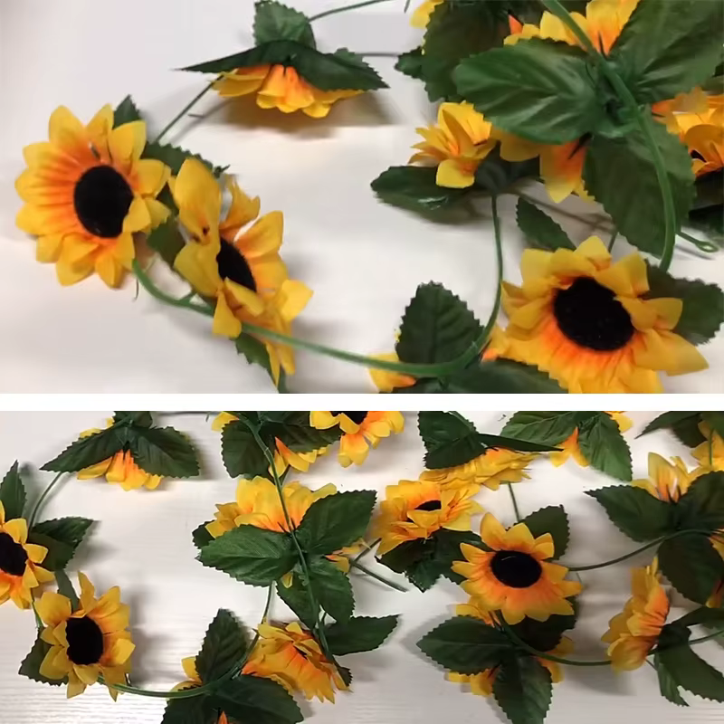 250cm soie tournesol lierre vigne fleurs artificielles tenture murale guirlande clôtures de jardin maison mariage décoration de noël fausse plante
