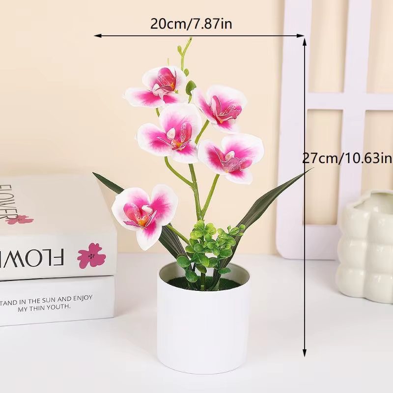5 Plantes artificielles Phalaenopsis en pot pour la décoration de la maison et du bureau
