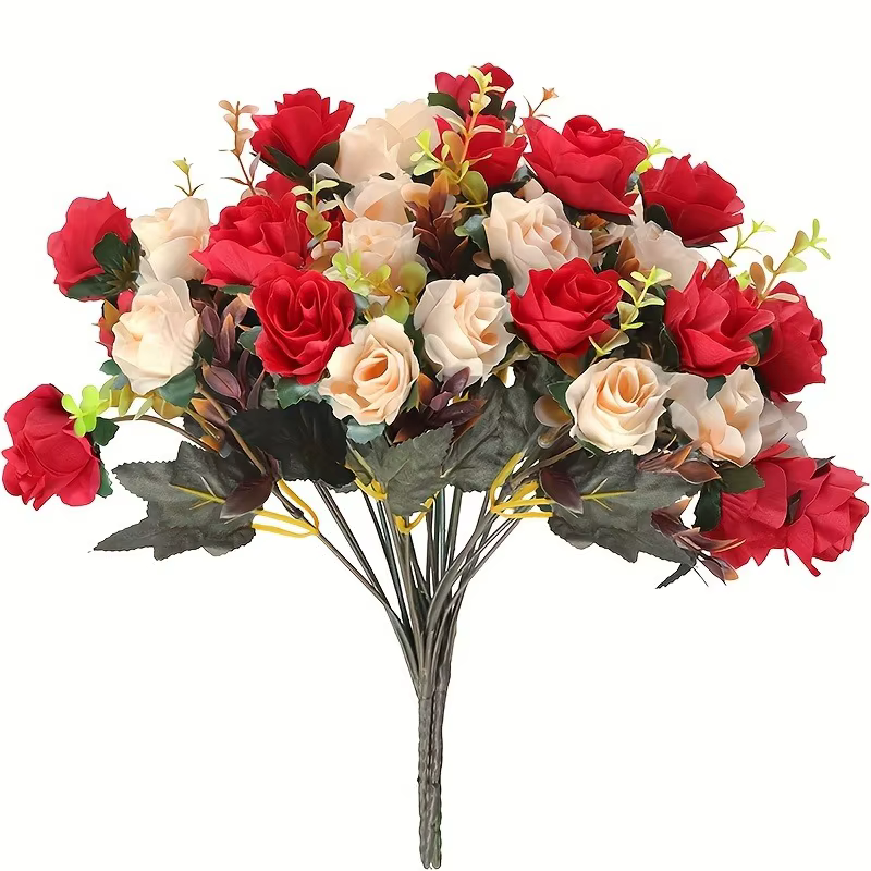 Roses artificielles 12 têtes 33cm