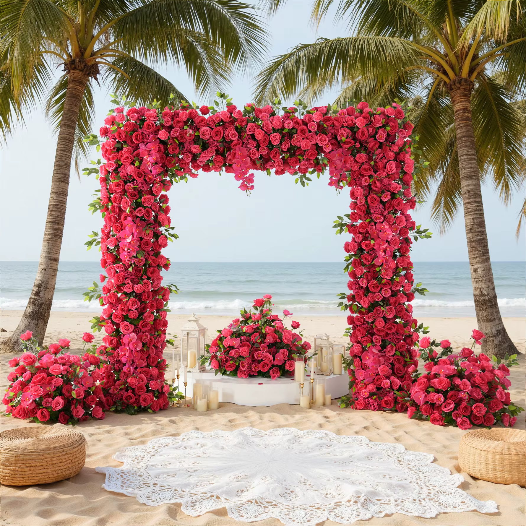 CHUXIN C9035 arc décor rouge Rose orchidée feuille de chêne Arrangement floral pour table de mariage rangées florales cérémonie sol Bouquet boules