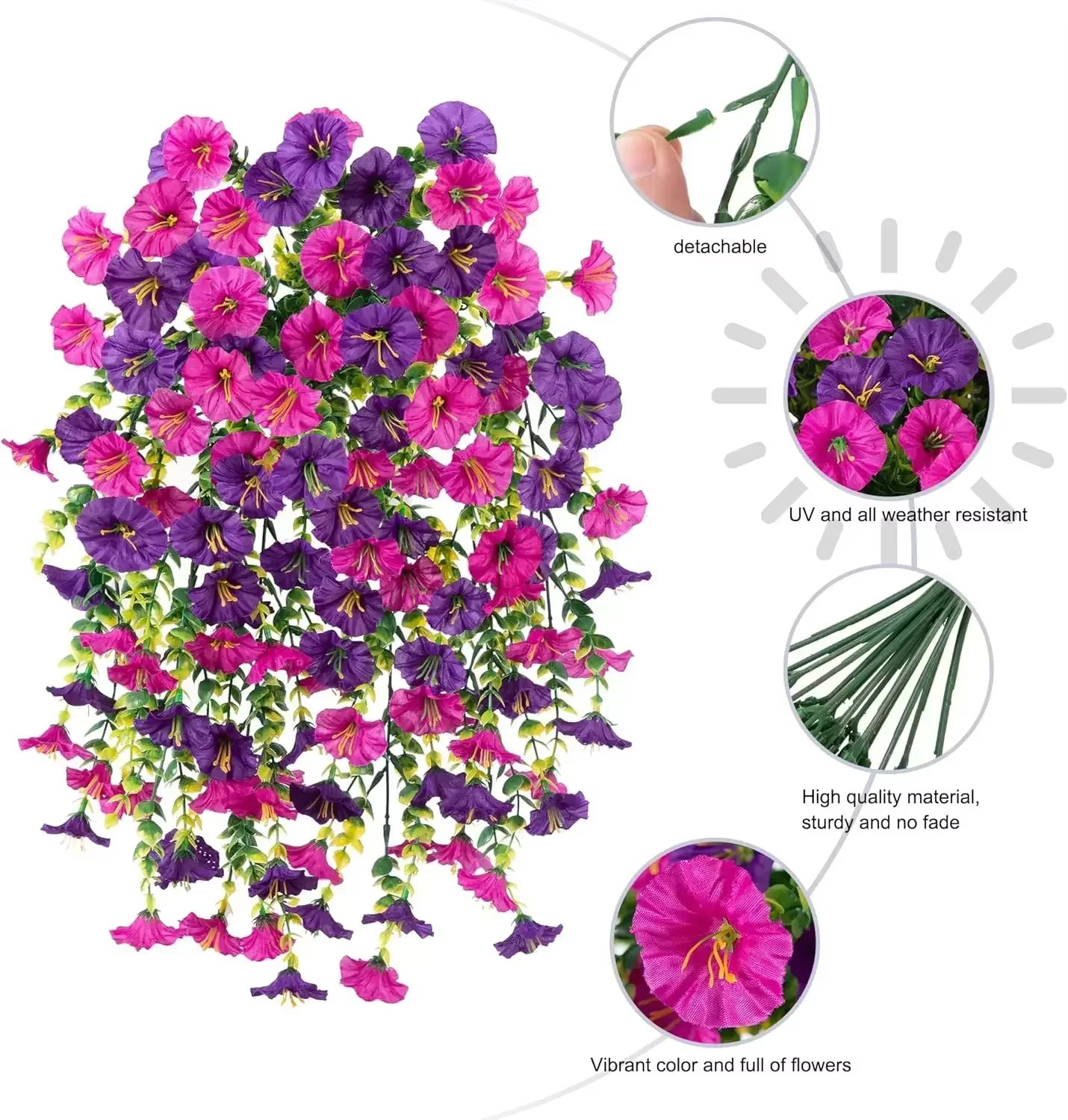 Fleurs artificielles suspendues pétunia en soie