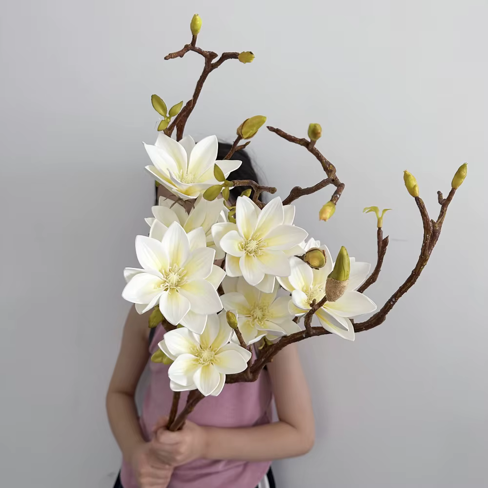 Magnolia blanc 70cm fleur artificielle Faux dégradé