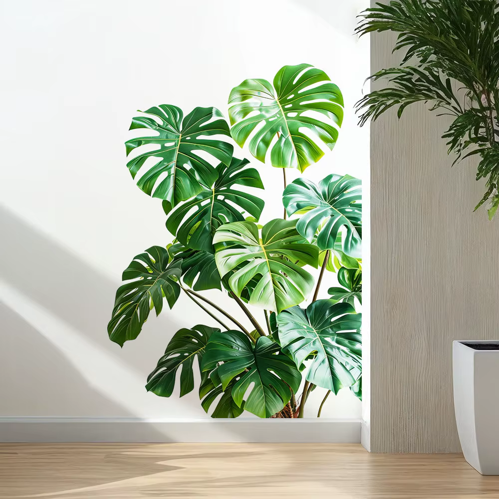 Autocollant mural en forme de feuille de Monstera