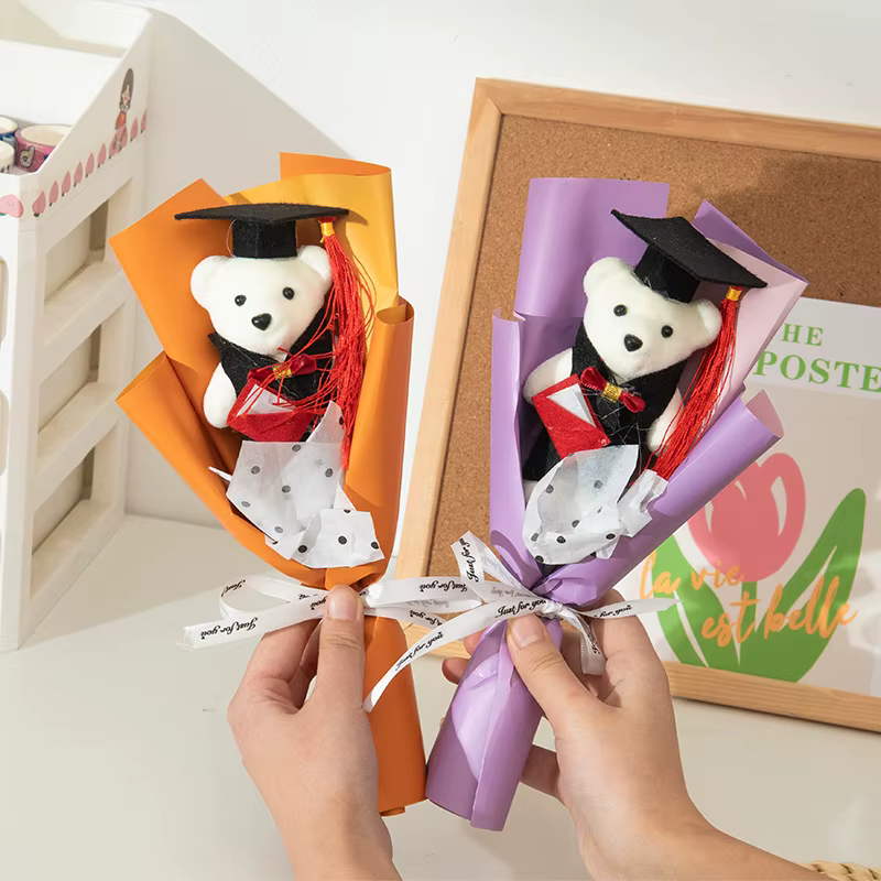 Bouquet de fleurs artificielles au crochet ours Kawaii