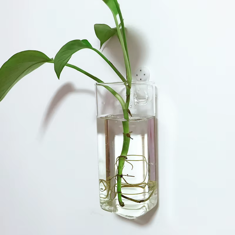 Vase à fleurs mural en verre minimaliste moderne