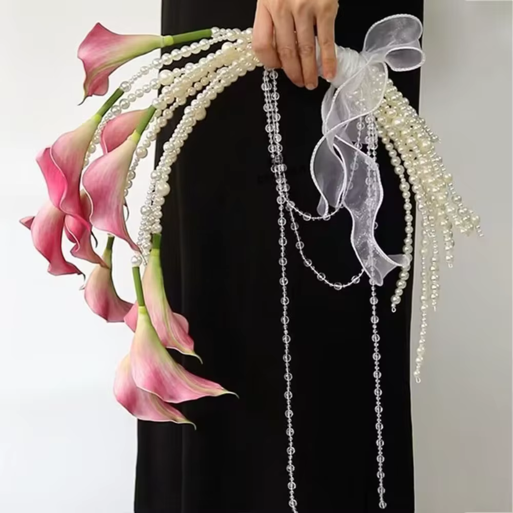 Bouquet de fleurs artificielles de luxe avec perles pour mariage