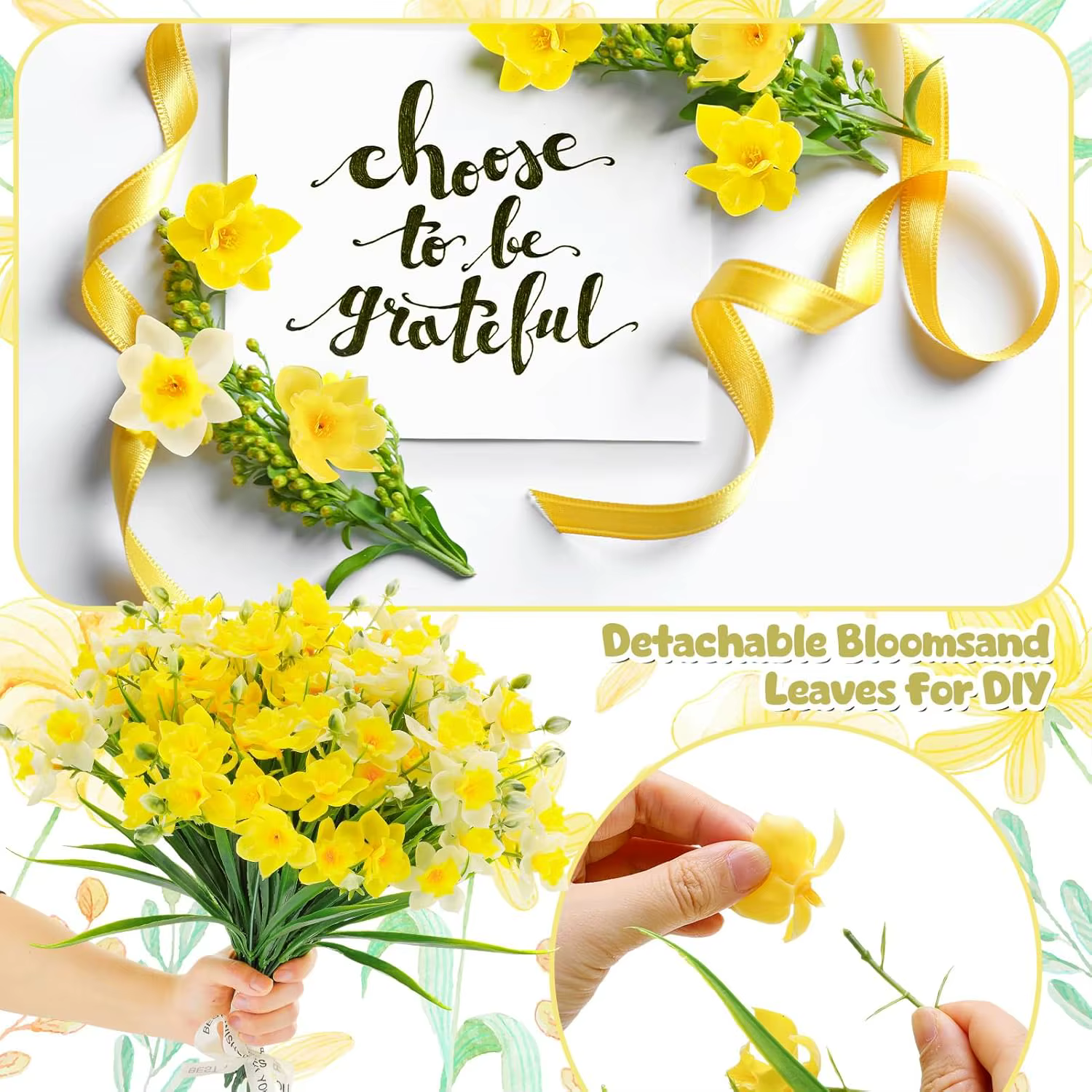 Fleurs artificielles Narcisse en soie pour bouquet de mariée