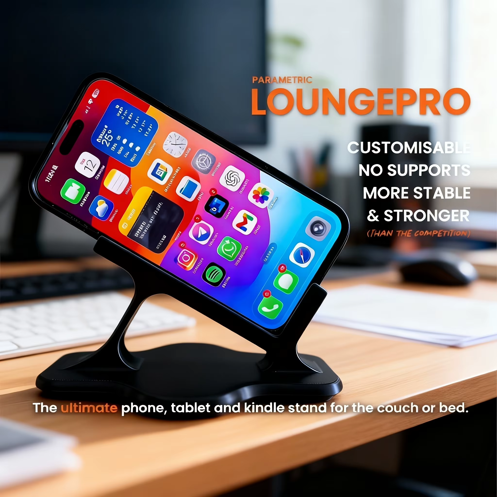 1 support de téléphone portable à placer sur le côté du lit | Conception mains libres et anti-chute, un gadget parfait pour le chevet ou les canapés du salon ! Base incurvée ergonomique, poignée a