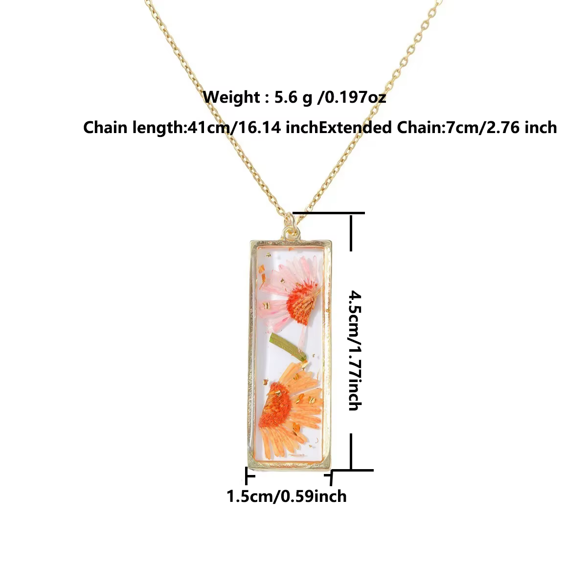 Collier pendentif en fleurs naturelles séchées