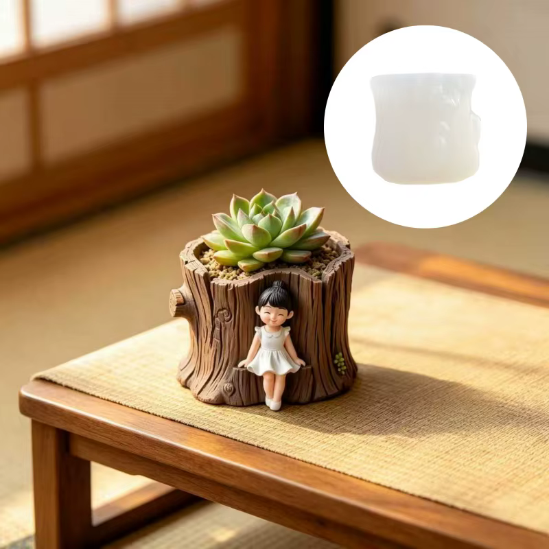 Moule en silicone et résine pour pot de plantes succulentes