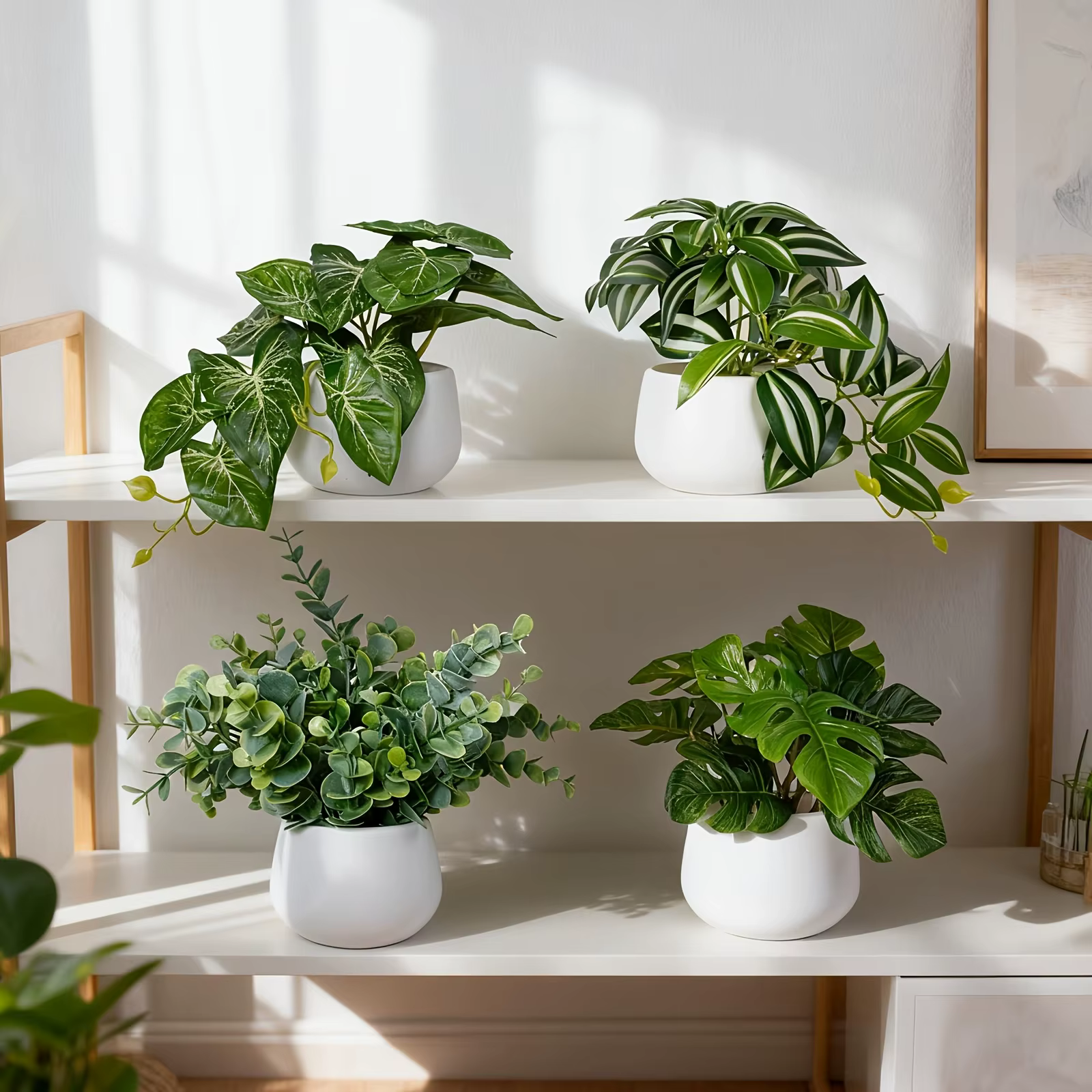 Plantes vertes artificielles en pot pour les rebords de fenêtre et les bureaux à domicile