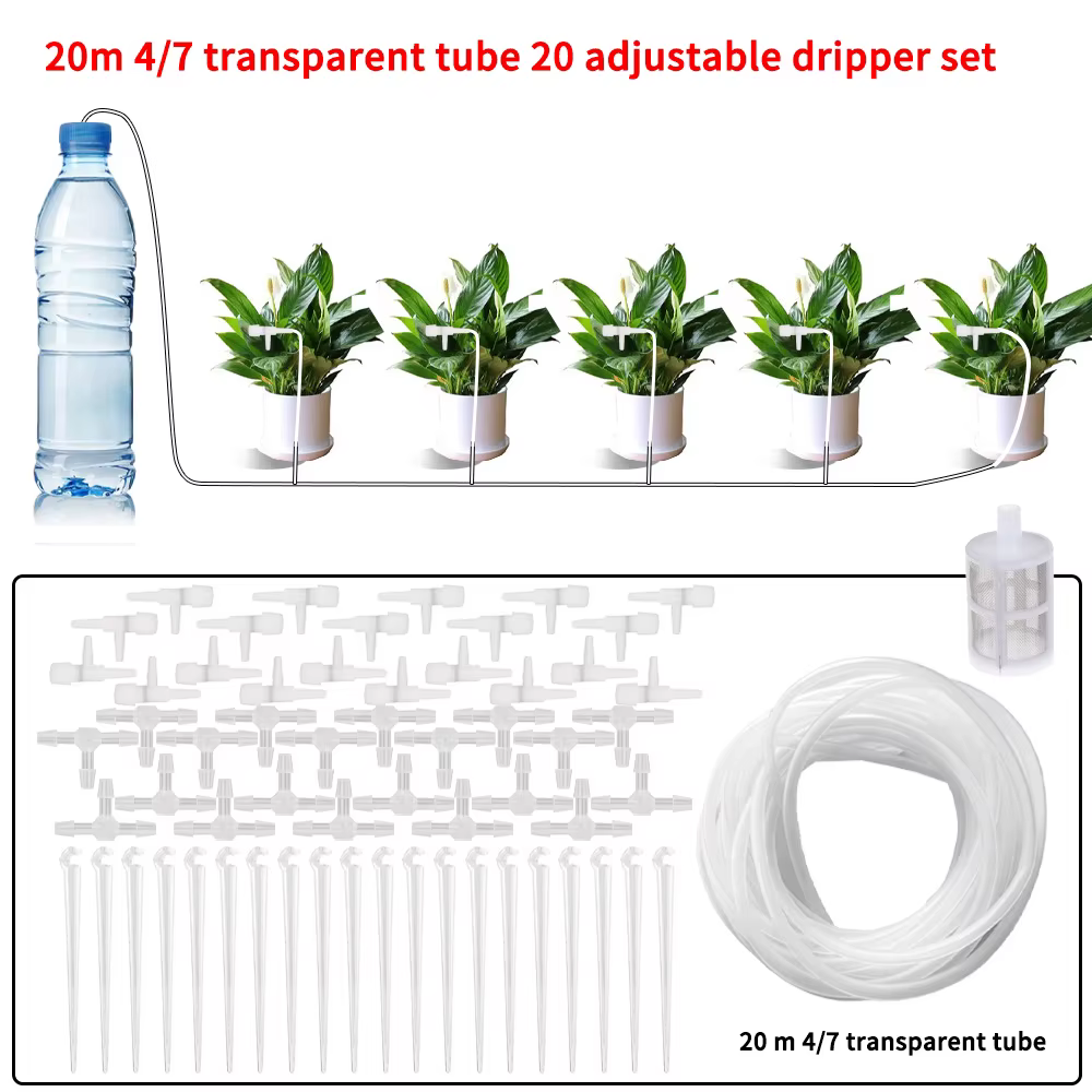Kit d'irrigation goutte-à-goutte pour jardin avec vanne de régulation