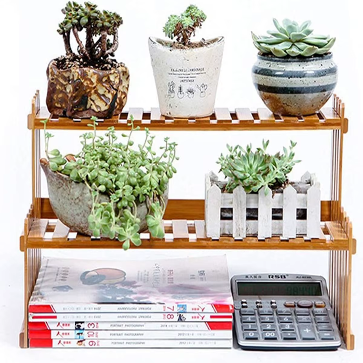 Étagère en bois pour plantes d'intérieur