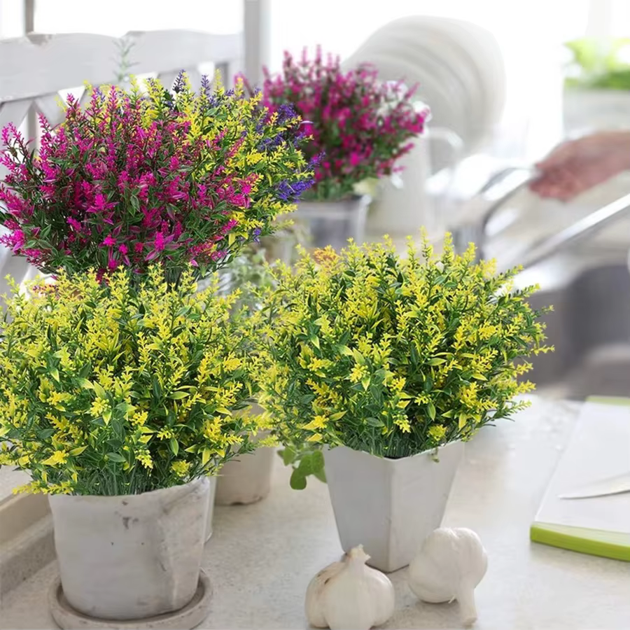 6Pcs Plante Artificielle Lavande Bouquet De Mariage Maison Chambre Ornement Extérieur Jardin Cour Festival Décor BRICOLAGE Cadeau Produit Décoratif