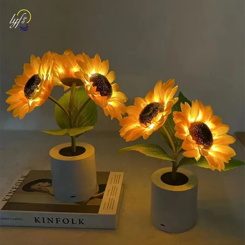 3 LED veilleuse Rechargeable tournesol lumières éclairage intérieur chambre chevet bureau décoration lampe de Table lampes de nuit