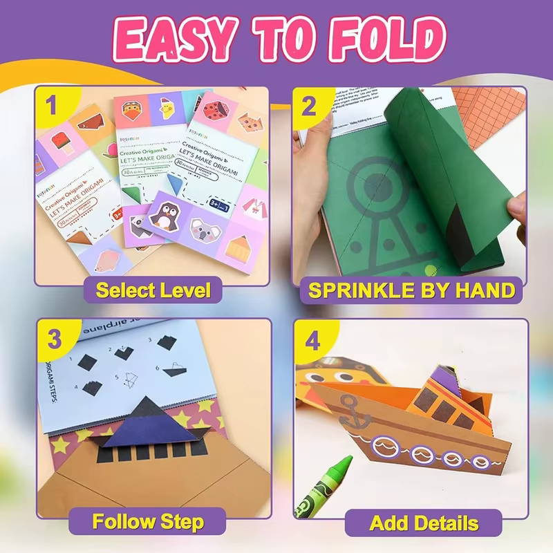 Kit d'origami avec 30/96 feuilles de papier et livre de guide