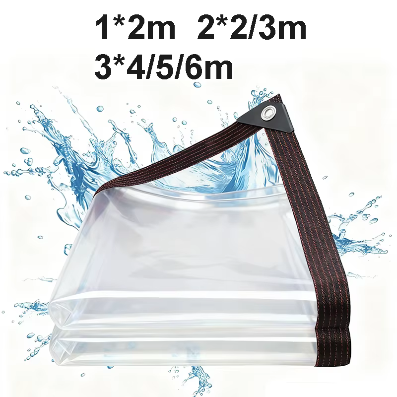 Bâche imperméable transparente en PE avec œillets pour jardin