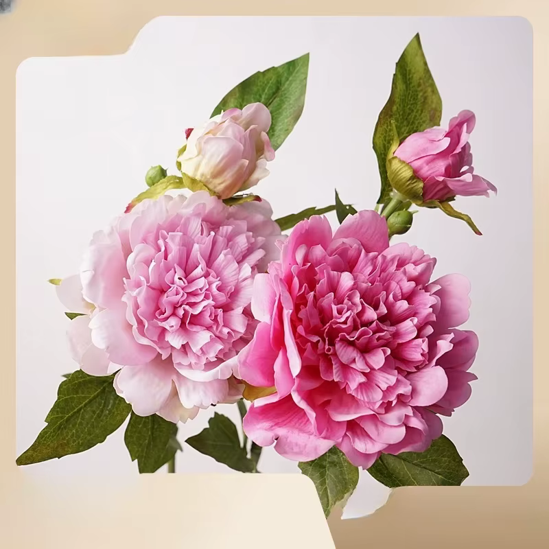 2 têtes de fleurs artificielles pivoine hydratante vraie touche fausses