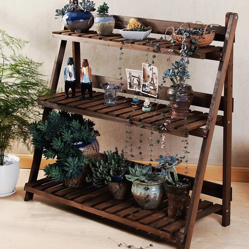 Support de plantes en bois Vintage