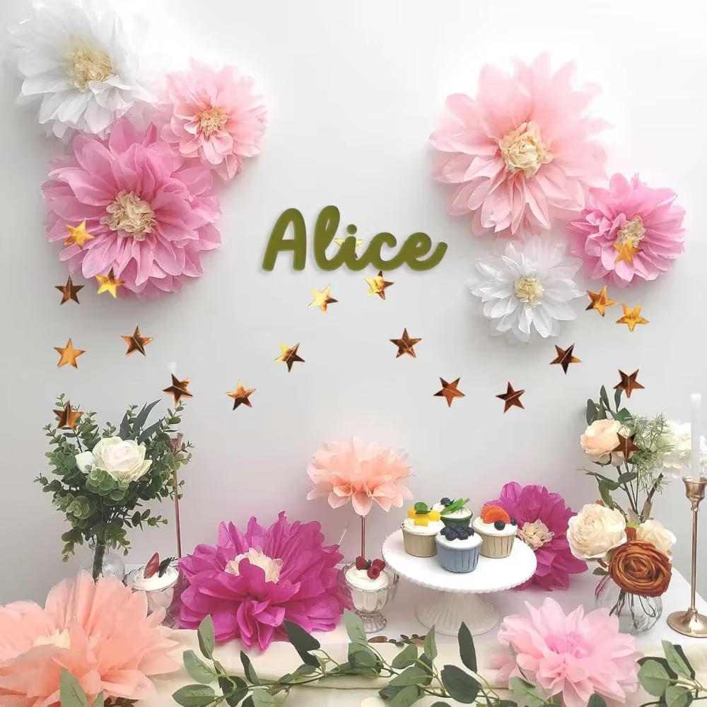 Assortiment de pompons en papier de soie rose