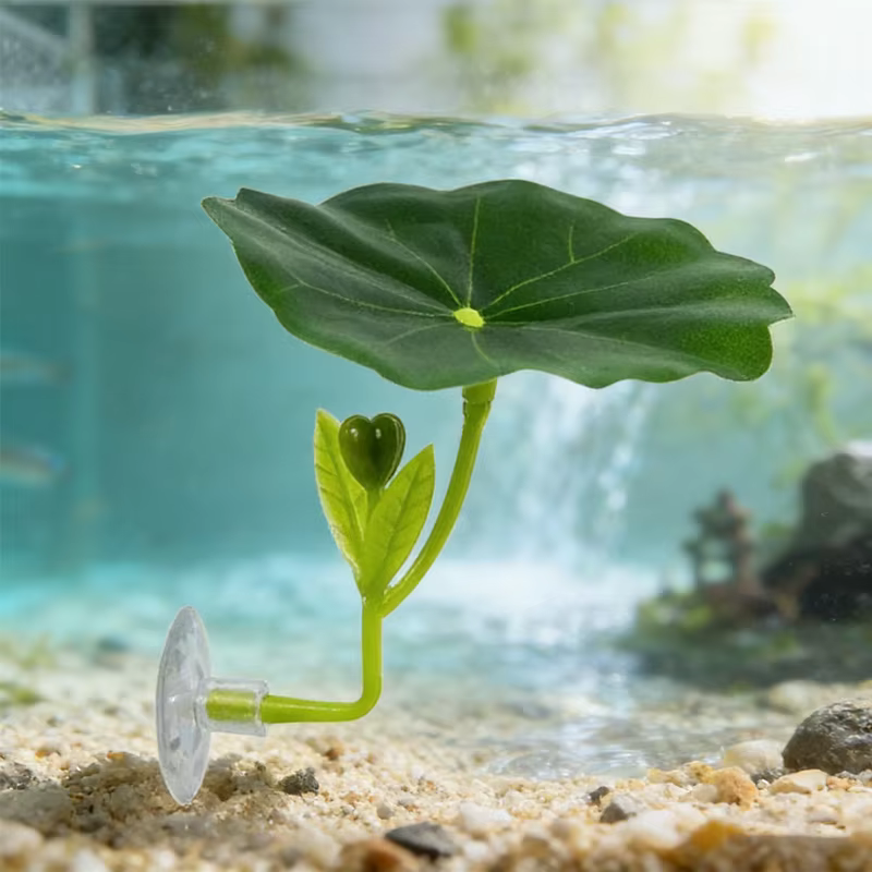 Plante d'aquarium en soie avec feuille en forme de hamac Décoration fonctionnelle pour aquarium de betta