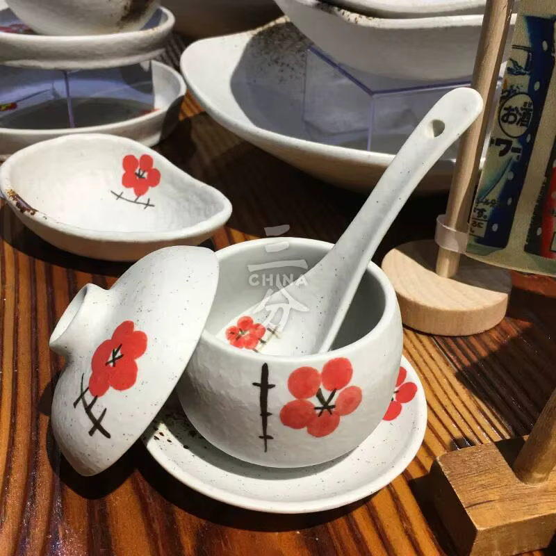 Filles en céramique japonais avec couvercle, bol à thé, pot à œufs à la vapeur, tasse à Leurs oût accent d'oiseau, soupe aromatisée, bol à dessert, pot à sucre avec couvercle