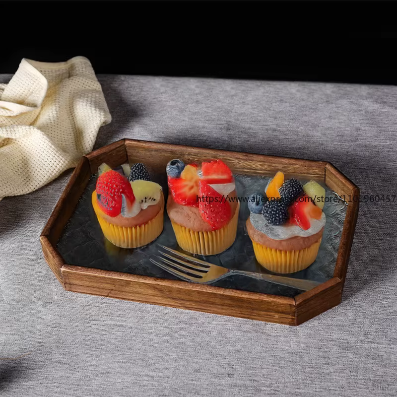 Haitang – plateau en verre à fleurs Vintage, décoration légère de luxe créative pour la maison, salon, Table à thé, rangement, tasse de thé, assiette de fruits