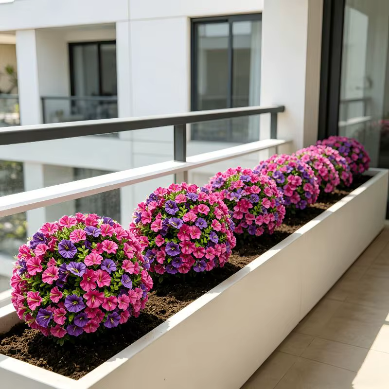 Fleurs artificielles de gloire du matin avec piquet de fixation au sol
