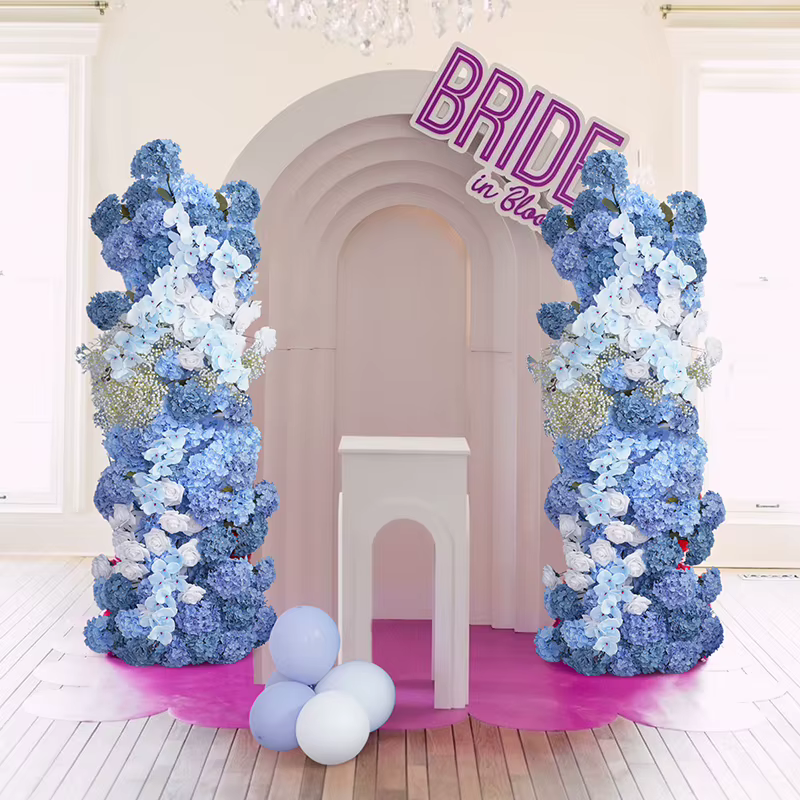 Grand hortensia bleu brume et blanc
