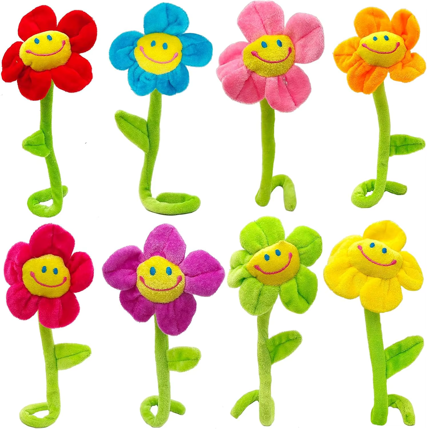 Fleurs en peluche de tournesol souriantes
