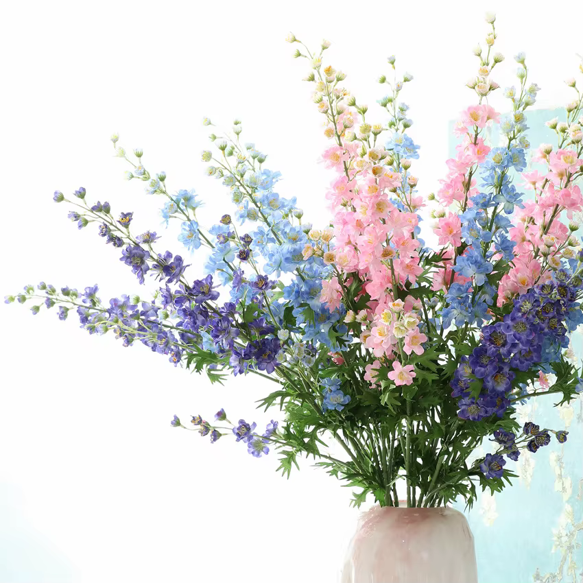 1 pièces artificielle Larkspur Delphinium Ajacis Delbine Poisonweed fleurs en soie décor à la maison cadeau F1517