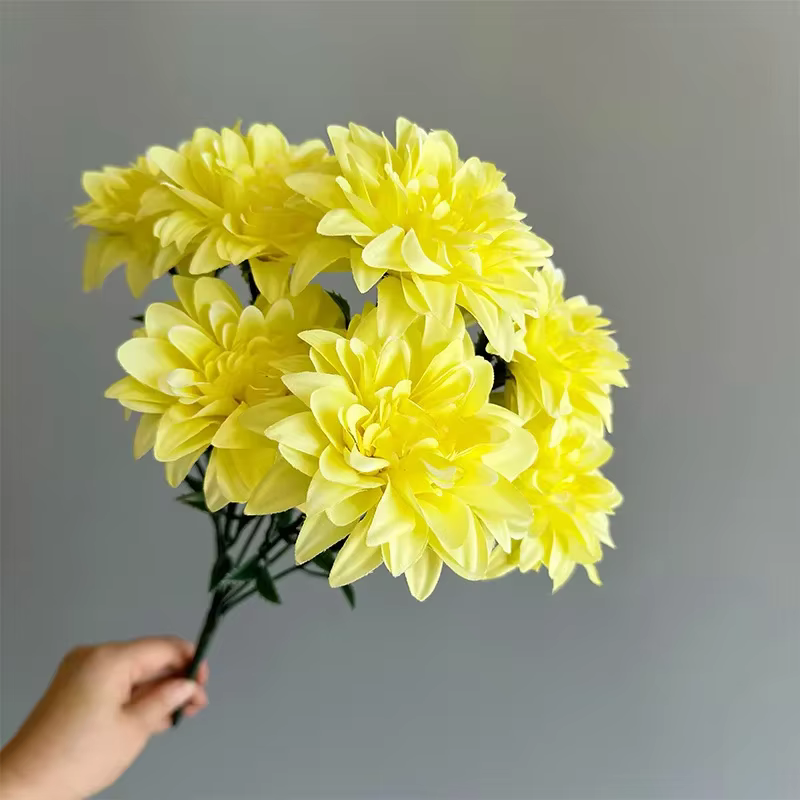Bouquet de fleurs de Dahlia artificielles à 7 têtes