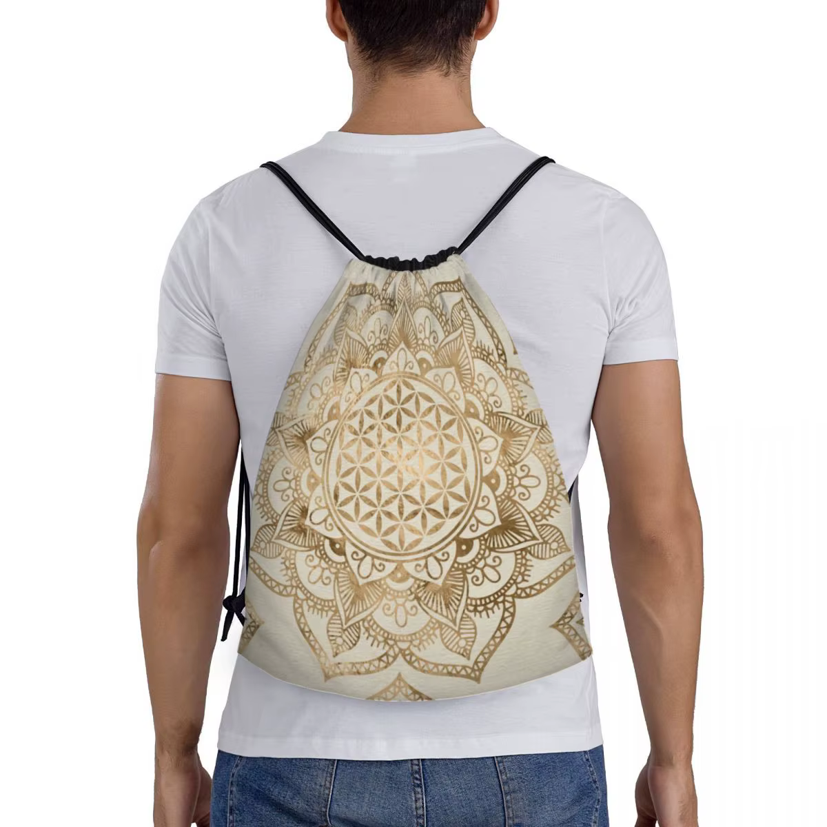 Sac à dos de rangement personnalisé Mandala Flower of Life pour hommes et femmes, sacs Wstring de proximité, léger, géométrie sacrée, sport, salle de sport