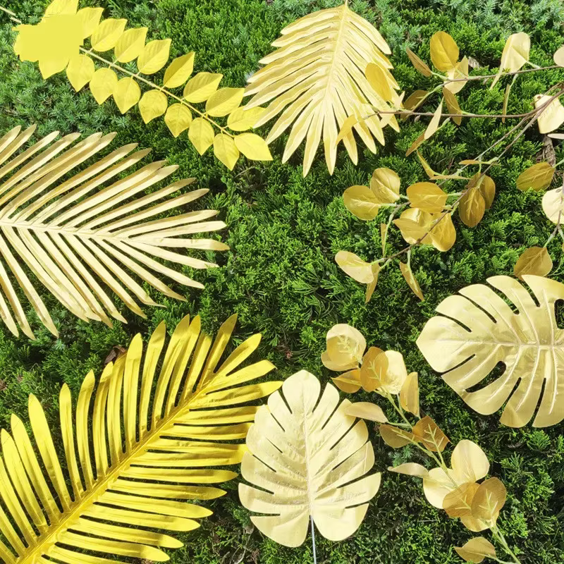 Plantes artificielles feuilles dorées