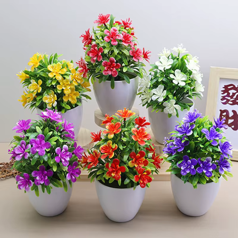 Fleurs artificielles cinq cuir chevelu prune