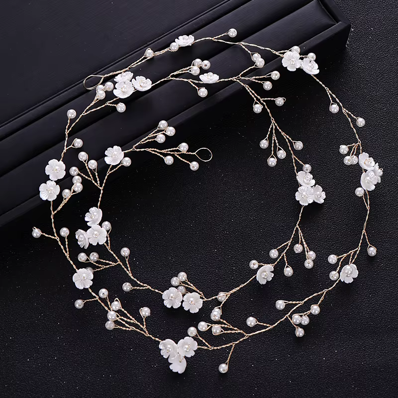 ChimPearl-Bandeau de cheveux fleur pour mariée, coiffure de princesse, diadème de mariage, coiffure dorée, accessoires pour cheveux