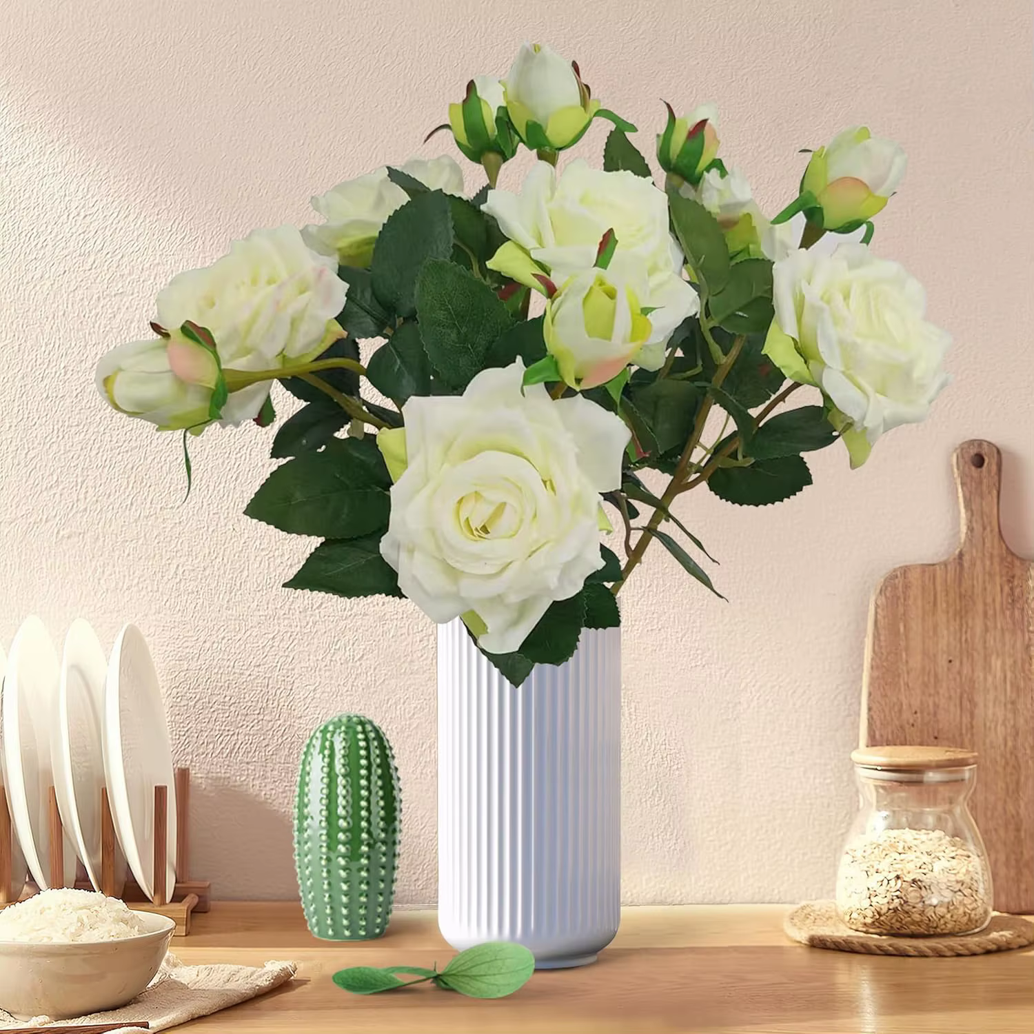 Fleurs artificielles, grandes Roses en soie