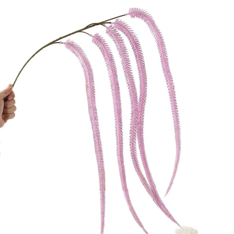 4 pièces 1.25m artificiel 5 volumes fourchues queues branche en plastique fausse fleur plante hôtel décoration Simulation vert renard queue florale