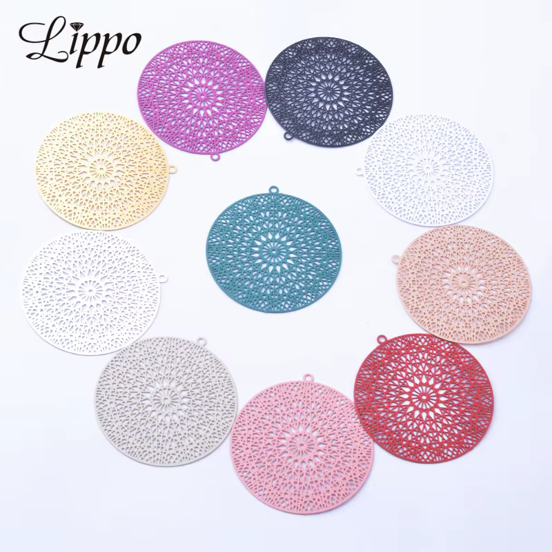 30 pcs/lot AB2056 37*35 laiton filigrane fleur de vie pendentif à breloques bijoux matériaux adaptés pour bricolage boucles d'oreilles