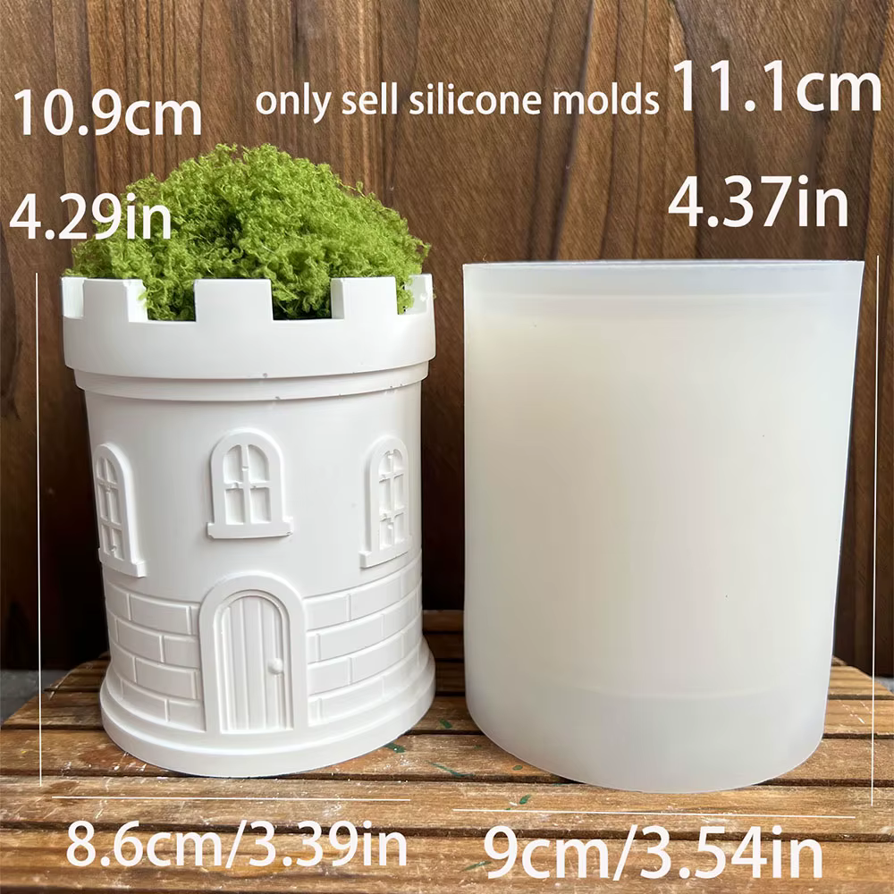 Maison de château 3D, plante succulente