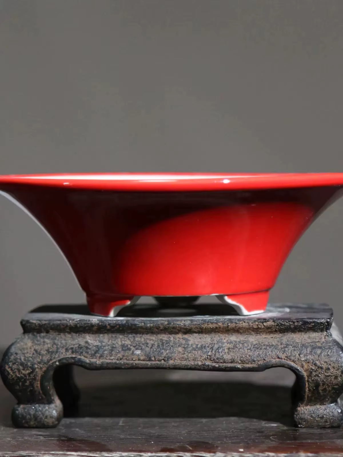 Pot à bonsaï rond en porcelaine émaillée colorée
