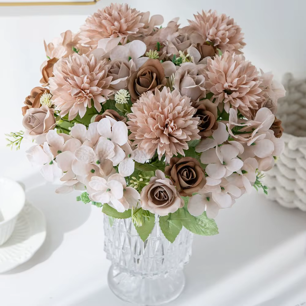 Fleur artificielle soie Rose Accueil Vase Table Bonsaï festival Fête En Plein Air Jardin Mariage Bouquet De Mariée BRICOLAGE cadeau boîte Décoration