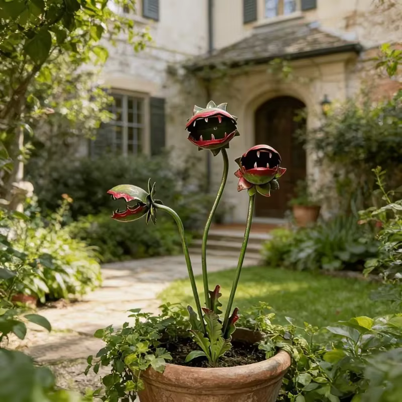Sculpture de plante monstre Venus Flytrap en fer