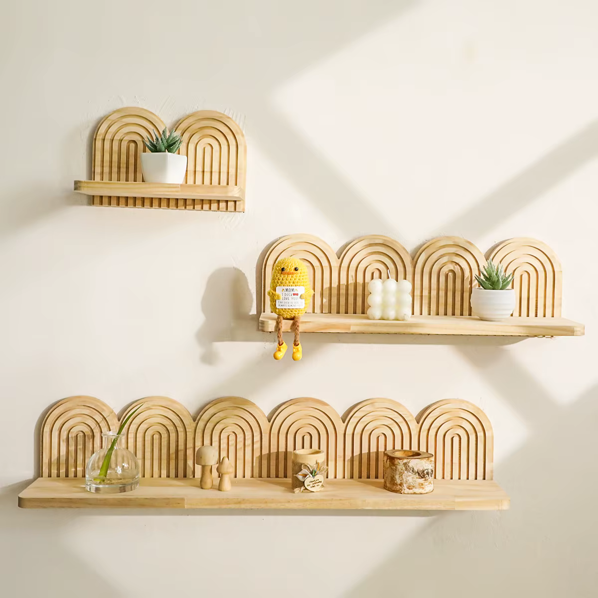 Étagères murales arquées en bois Boho