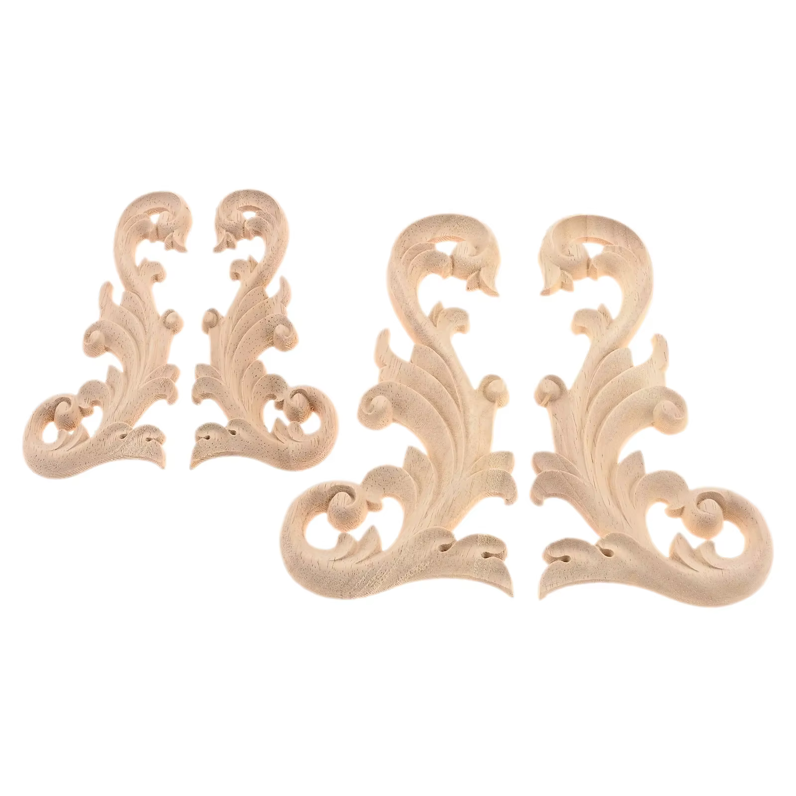 2 pièces Floral bois Applique coin Onlay bricolage