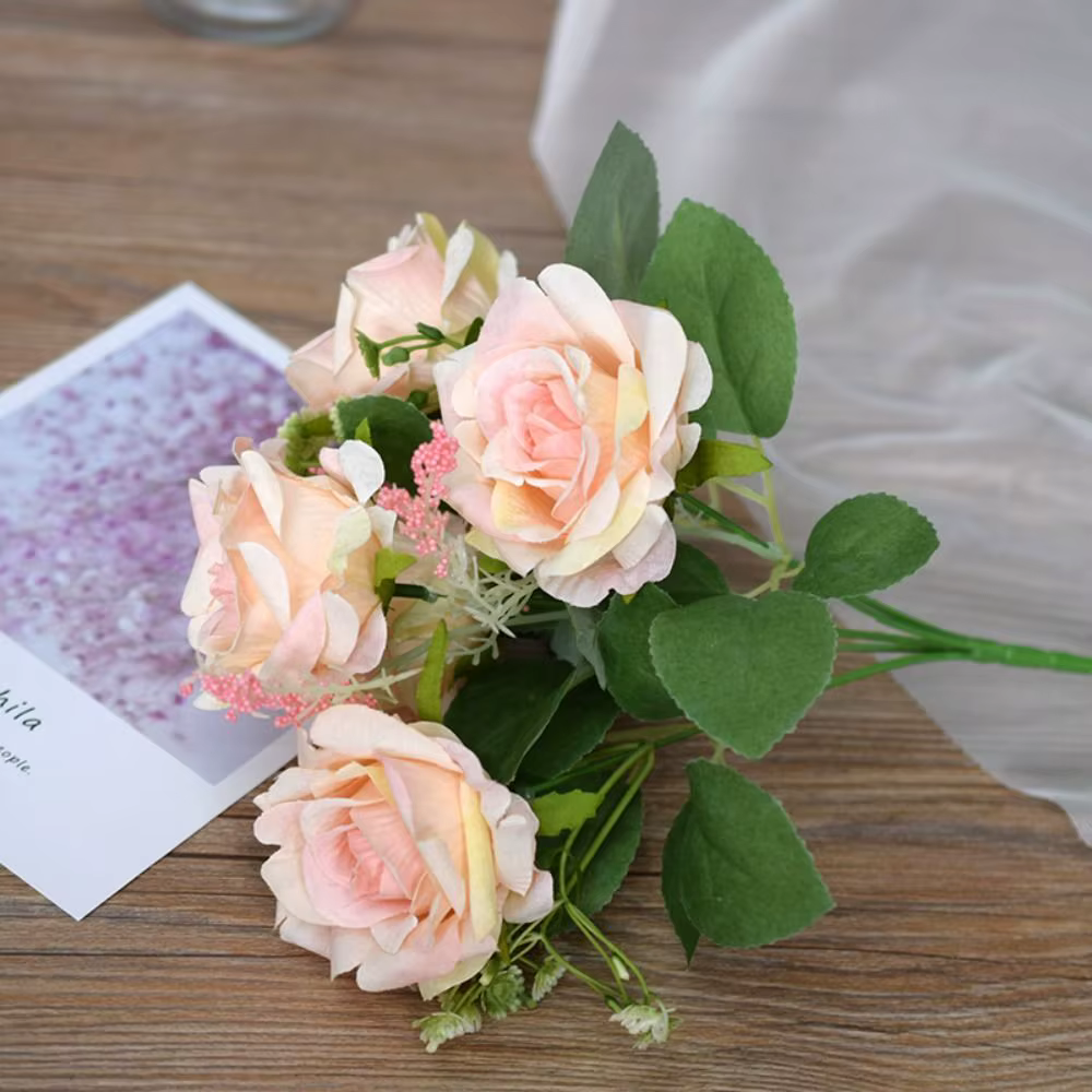 Fleurs artificielles réalistes à 5 têtes