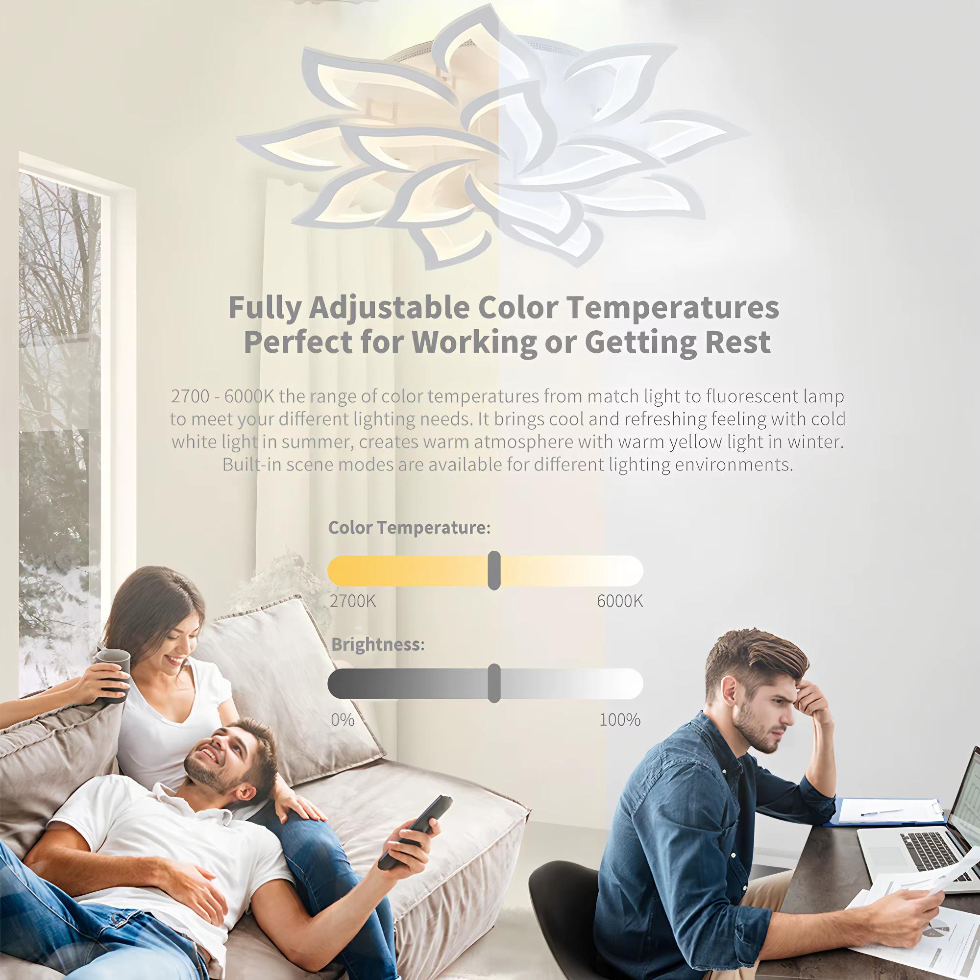 Plafonnier LED intelligent en forme de fleur